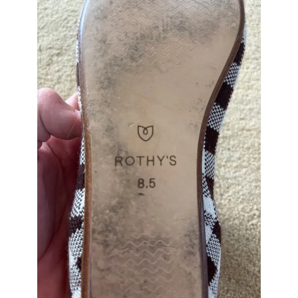 Rothy's x Marta Ferri Brown Gingham Check Merino Wool Loafer Flats